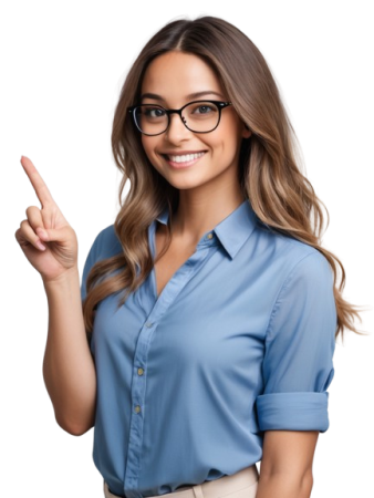 AlbedoBase_XL_Beautiful_woman_in_blue_shirt_and_glasses_smilin_0-removebg-preview